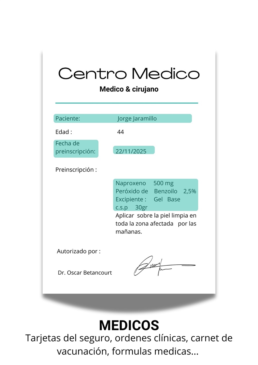 Visual example of a medical document for classification and field extraction